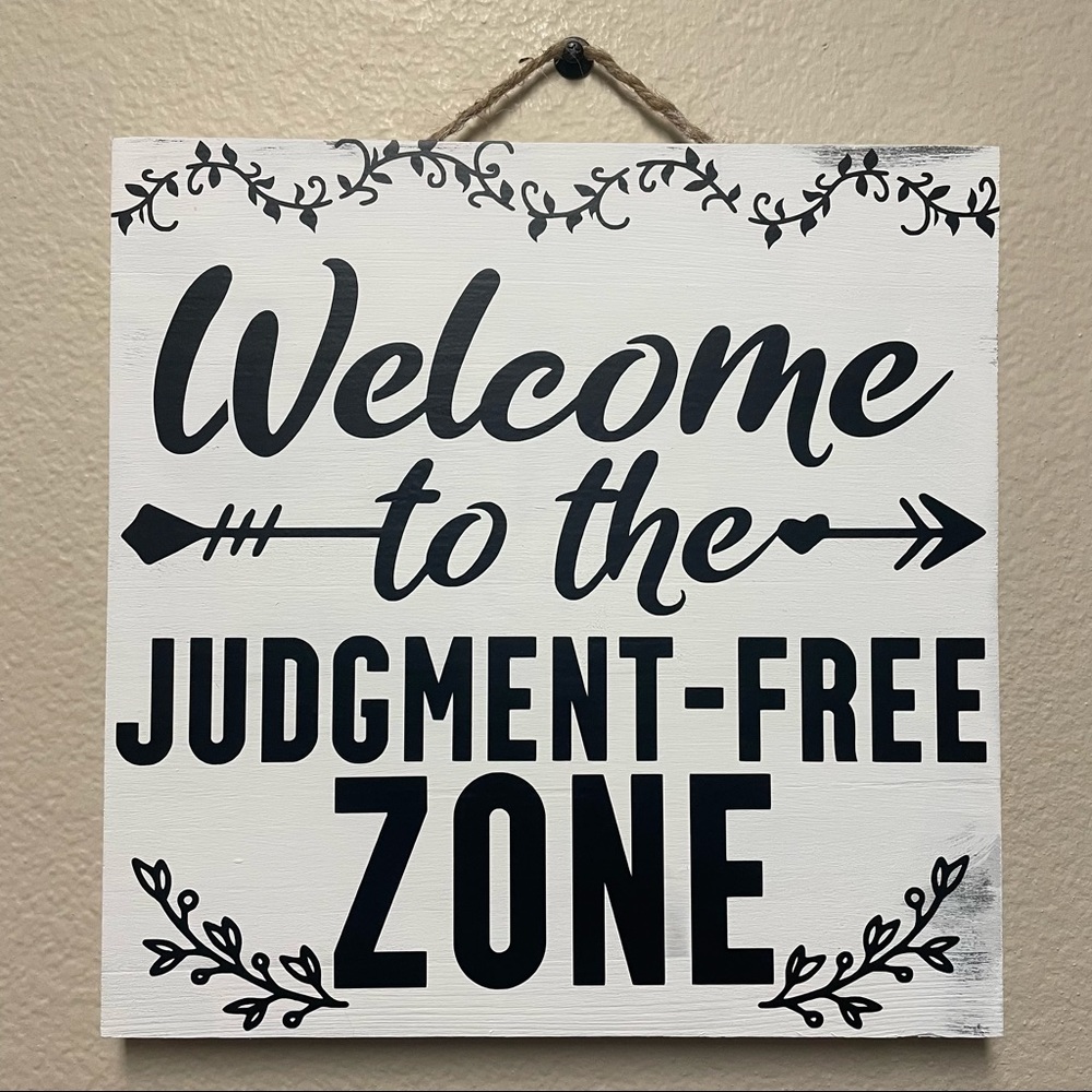 Farmhouse Sign Rustic Wall Art Decor Gift judgment free zone classroom welcome
